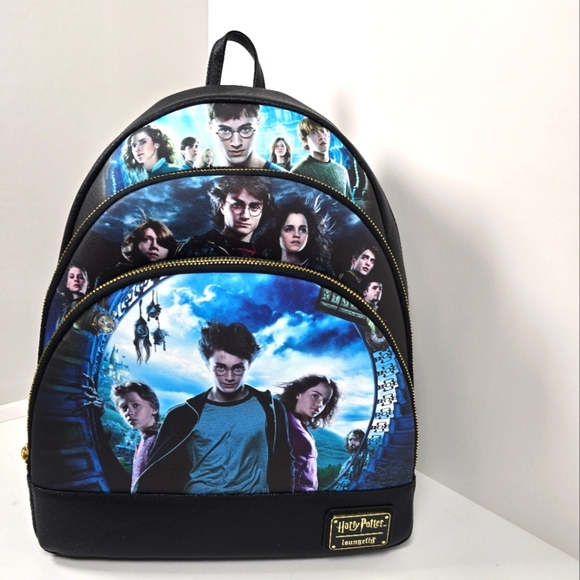 Loungefly Harry Potter Trilogy Series 2 Triple Pocket Backpack Nwt - Picture 1 of 7